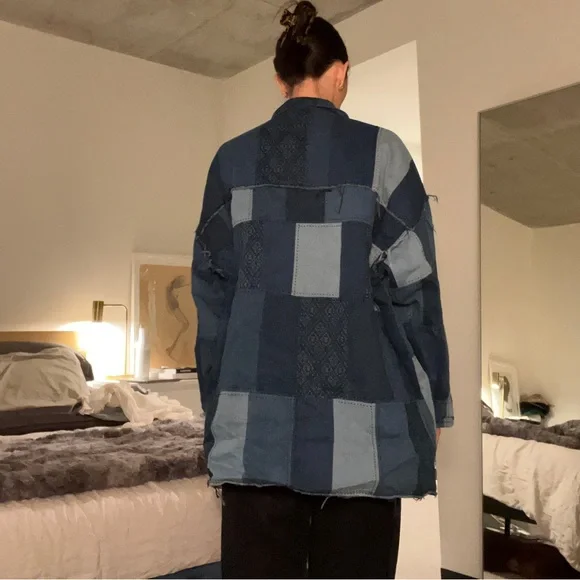 Monki Denim Patch Work Jacket M/L - Picture 5 of 13